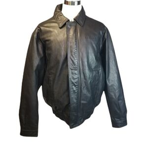 Netjets black leather flight jacket xl tall